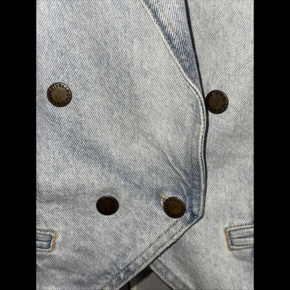 Revolve Retrofête Vivienne Denim Distressed Preppy Designer Jacket SMALL - Picture 2 of 15